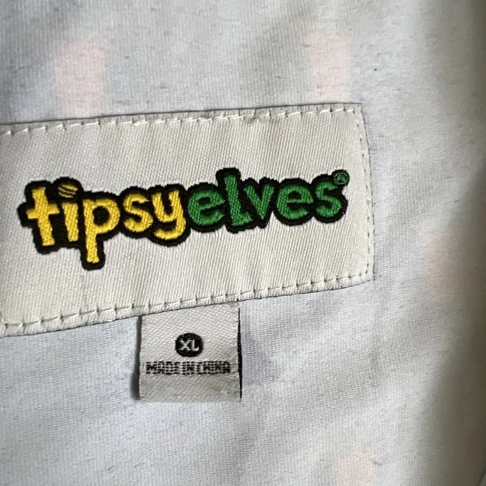 Tipsy Elves Polo Shirt Mens XL Bloody Mary Cocktail Print Golf Rugby Funny Dad